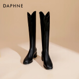 达芙妮（DAPHNE）靴子女长筒靴女2022秋冬新品经典骑士靴女加绒高筒靴女靴 黑色【加绒】 37