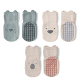 塔曼猫【3双装】宝宝地板袜春秋冬婴儿棉袜儿童秋季夏天薄款男女学步防滑船袜 蓝色+米色+卡其(3双装) M 1-3岁(建议脚长12-14cm)