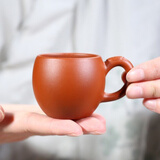 陶曦宜兴紫砂杯小茶杯品茗杯纯手工单杯主人杯带把功夫茶具小口茶杯子 朱泥带把小杯70CC