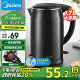 美的（Midea）【政府补贴】电水壶热水壶大容量家用烧水壶304不锈钢双层防烫无缝内胆快速烧水1.7L MK-SH17M301C