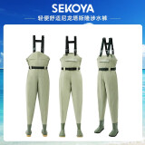 SEKOYA路亚下水裤赶海装备雨裤雨鞋连体涉水裤半身溪流钓鱼全身防水衣服 5025 浅卡其 胶底 M 鞋码40-41