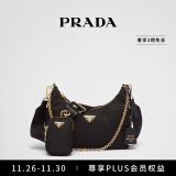 PRADA/普拉达【礼物】女士Prada Re-Edition 2005 三合一手袋女包 黑色-金色徽标