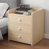 立太（LEADTEK） 床头柜简约现代卧室床边柜家用简易收纳柜多功能省空间带锁柜子 【三抽】拉丝白橡木色