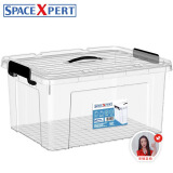 SPACEXPERT 衣物收纳箱塑料整理箱35L透明 1个装 带提手