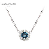 瑪汀薇思（Martine Wester）英国水晶项链女时尚简约网红吊坠浅玫红梦露花朵施华洛生日礼物 墨蓝