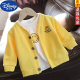 迪士尼（DISNEY）宝宝开衫婴儿衣服针织薄外套小童春秋卡通上衣潮2022秋装男女儿童 黄色 90 建议身高70cm到80cm