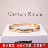 CENTURY& KINDLE轻奢高级感满天星情侣手镯刻字男女简约带钻钛钢玫瑰金色开口手镯 宽版十钻手镯-玫瑰金色【小号】