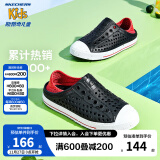 Skechers斯凯奇儿童凉鞋夏季男童女童洞洞鞋溯溪防滑包头大童沙滩鞋91995L 男童/黑色/红色/BKRD 30码