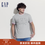 Gap【热卖爆款】男装2024夏新款撞色logo圆领短袖T恤纯棉上衣544465 灰色 180/100A(XL) 亚洲尺码