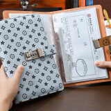 朗捷 存单收纳夹票据收纳册带密码锁银行存单收纳本多功能票据夹存折现金支票夹报销单大容量票据卡包