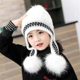 适合2-12岁小女孩戴的儿童帽子冬可爱女童公主帽季加绒保暖针织护耳帽毛线帽韩版亲子款 亲子款白色 2-6-12岁(有弹力)小号