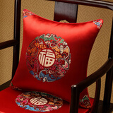 浩秦中式抱枕客厅沙发腰枕床头靠枕明清古典红色抱枕办公室靠垫枕腰枕 大福团-红色 含枕芯 45X45cm单个抱枕