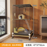 宠趣汇龙猫松鼠笼子柜笼超大号多层加密家用大别墅花枝鼠密袋鼬专用笼子 加长带轮2层【47_37_82】 基础款【托盘+爬梯+笼子】