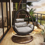 畔叙豆户外吊篮家用秋千鸟巢吊椅藤椅单双人摇椅室内吊床阳台懒人沙发 高级黑 [单人旋转]送九件套