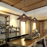 华木轩中式竹编灯具个性创意餐厅卧室北欧风格阳台灯田园藤艺日式吊灯 直径50CM咖啡色