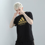 adidas短袖男户外休闲透气运动服健身运动速干T恤 黑/金（空手道） S 