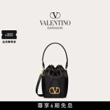 华伦天奴VALENTINO女士 VLOGO SIGNATURE 迷你水桶包 黑色 均码