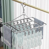 优勤不锈钢多夹子防风衣架实心加粗家用袜夹晾衣架阳台晒内衣袜子神器