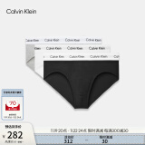 Calvin Klein内衣男士本命年三条装ck提花腰边舒适纯色棉质三角内裤男U2661 998-太空黑/椰青灰/月光白 3条 L