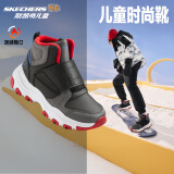 Skechers斯凯奇男女童棉鞋儿童雪地靴冬季厚实保暖中帮大童二棉鞋8701648L 男童-黑色-多彩色-BKMT 36