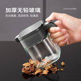 双枪自动开盖调料盒调味罐套装家用厨房盐罐瓶玻璃收纳盒枪灰2件套