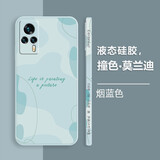 可不可 适用魅族18手机壳魅族18pro液态硅胶潮男女18spro新款侧边全包18x防摔个性软保护套 魅族18X【烟蓝色】撞色莫兰迪+钢化膜 魔方液态