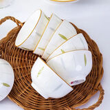 景德镇（jdz）陶瓷米饭碗家用2024新款吃饭碗日式碗碟套装高颜值餐具大号面碗 6英寸口径15厘米面碗6个 6英寸 绿色毛草