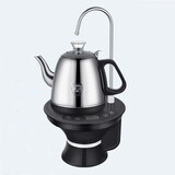 美能迪自动上水电热水壶抽水式电热水壶桶装水电动热水壶饮水机抽水器桶桌两用抽水式饮水机1升 黑底座不锈钢壶1L