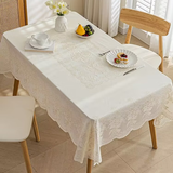 迪雅芝欧式桌布防水免手洗用PVC餐桌茶几长方形烫金塑料台布 珠光白桌布长方形135*180CM