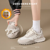 ZHR休闲鞋女厚底时尚百搭加绒女鞋潮流简约德训鞋女 QS26A 米色 39 