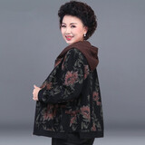 梵花秀中老年女装春秋外套女短款老年人上衣新款50岁60妈妈装连帽风衣 富贵花 品牌外套 XL 建议穿121-140斤