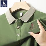 袋鼠（DAISHU）男士短袖t恤夏季冰丝薄款翻领刺绣爸爸装商务休闲衣服polo保罗衫 绿色 XL 推荐135-145斤