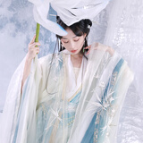 十三余小豆蔻儿[云上流岚]夏季清冷双层大袖衫长衫印花套装汉服女 长衫 现货 XS