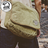 BOY CLN品牌 单肩包男包 超软做旧帆布包 欧美斜挎背包 复古大容量邮差包 休闲户外出行青年男包 卡其色