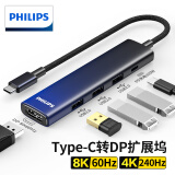 飞利浦（PHILIPS）Type-C转DP1.4接口拓展坞USB-C转接头8K60Hz/2K240Hz高刷扩展坞雷电4苹果电脑转换器HUB分线器