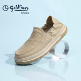 金利来（Goldlion）男鞋时尚舒适休闲一脚蹬透气柔软轻便布鞋G553510123XXE杏38
