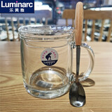 乐美雅 Luminarc玻璃杯耐热牛奶杯马克杯微波炉用早餐杯麦片杯茶杯水杯 诺卡380ml+玻璃盖+木柄勺
