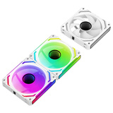 影驰星曜积木镜F3 12CM白色机箱风扇三联包正向（无线拼接/拾音声光联动/ARGB/配控制器/双千层镜）