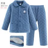 多妙屋儿童睡衣男童秋冬季加厚棉女童家居服套装男孩宝宝中大童 【 翻领款】男童 蓝色6550 160 参考身高150-160