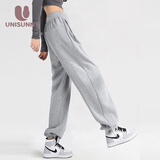 unisunny孕尚孕妇裤子运动裤春夏外穿大码宽松直筒束脚两穿卫裤孕期高腰休闲裤 浅灰【春秋款】 M【建议90～115斤】