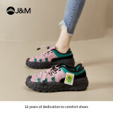 快乐玛丽（J&M）休闲鞋女秋季登山鞋厚底运动鞋户外露营丑萌溶解女鞋 黑色 40 