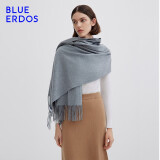 BLUE ERDOS披肩100%山羊绒流苏保暖大围巾礼物空调披肩B226S1014 岩堡灰 180cmX60cm