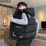 帝欧莱夫 马甲男秋冬季新款外套加厚保暖连帽上衣坎肩无袖衫棉服潮流男装 黑色 XL (推荐体重120-135斤)