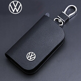 酷斯特大众钥匙包真皮新朗逸迈腾速腾凌度途观途岳探岳探歌帕萨特汽车套 黑色【荔枝纹】