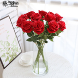 黛莉森仿真玫瑰花假花婚礼装饰花摆设客厅餐厅永生花摆件生日礼物送女友 10枝玫瑰-红色