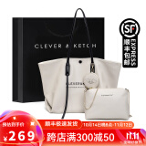 CLEVER & KETCH包包女包新款2023手提包大容量上班通勤托特包子母包生日礼物 米白色