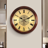 凯恩斯（KAIENSI）挂钟客厅时钟实木外框自动追时智能电波钟钟表欧式挂表家用石英钟 6008B-品牌静音机芯 18英寸