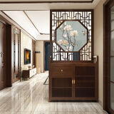 徕雅森定制新中式实木屏风入户玄关隔断柜简约座屏门厅柜抽屉鞋柜储物柜 胡桃木一平方价格（柜子单算）