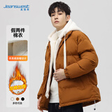 真维斯（JEANSWEST）棉衣男冬季加厚棉袄外套大码情侣潮牌面包棉服男 焦糖 XL