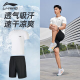 李宁（LI-NING）短裤男运动裤夏季休闲五分裤速干跑步篮球宽松透气轻薄沙滩裤裤子 冰爽速干【短裤T恤套装】 L【168~174】